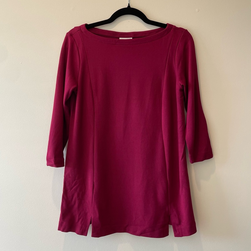 J. Jill Women’s Burgundy Tunic Ponte Petite Top Size Small